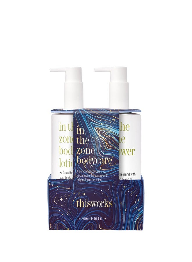 THISWORKS In The Zone Set – Shower Gel 300ml & Body Lotion 300ml – Balancing Bodycare with Coconut Oil, Glycerin, Eucalyptus & Frankincense to Cleanse, Nourish & Refocus the Mind - Image 1